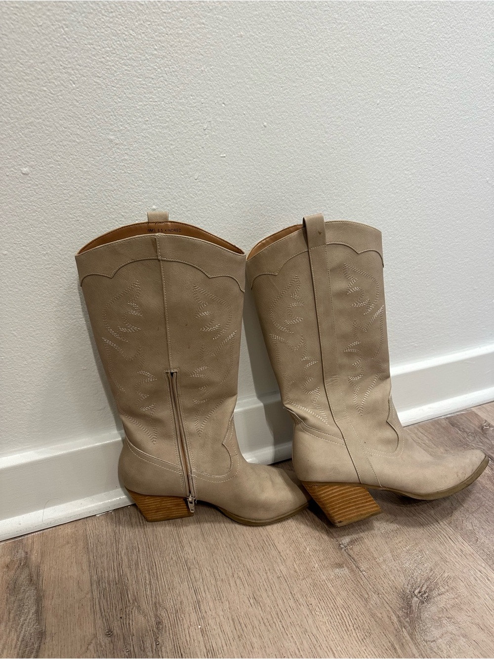 Dolce Vita Taupe Western Mid-Calf Heeled Boots